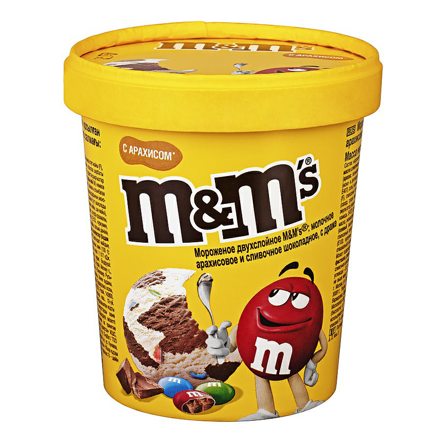 Мороженое молочное M&M's карамель-дробленое драже-жареный арахис БЗМЖ 295 г