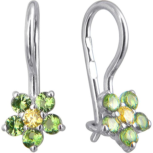 

Серьги женские из серебра Эстет 01С256165-6, хризолит/фианит, 01С256165-6