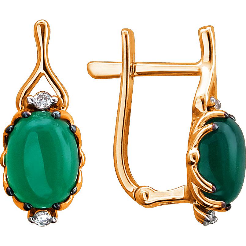 

Серьги женские из золота Эстет 01С4112179-4, фианит/агат, 01С4112179-4