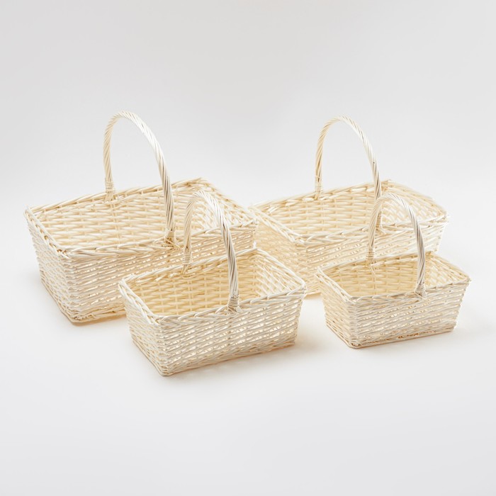

Набор корзин 4 шт 63х43х25/56 см 55х37х20/50 см 46х30х19/46 см 42х25х18/41 см лоза, Белый