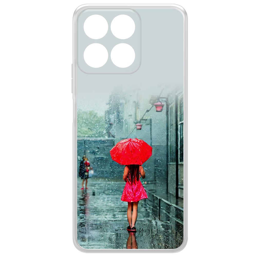 

Чехол-накладка Krutoff Clear Case Красный зонтик для Honor X7c, Прозрачный