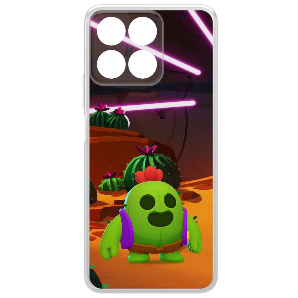 

Чехол-накладка Krutoff Clear Case Brawl Stars-Спайк для Honor X7c, Прозрачный