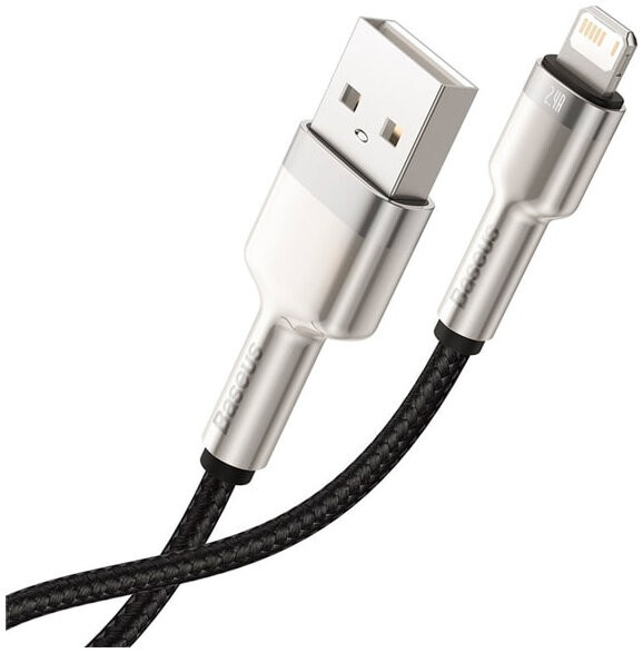 фото Кабель baseus cafule series usb - lightning 2.4 a 25 см, цвет черный (caljk-01)