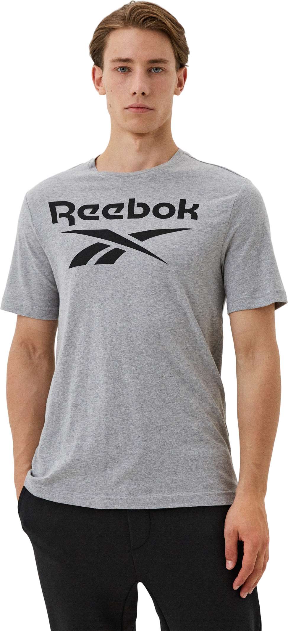 Футболка мужская Reebok Identity Stacked Logo T-Shirt серая 2XL