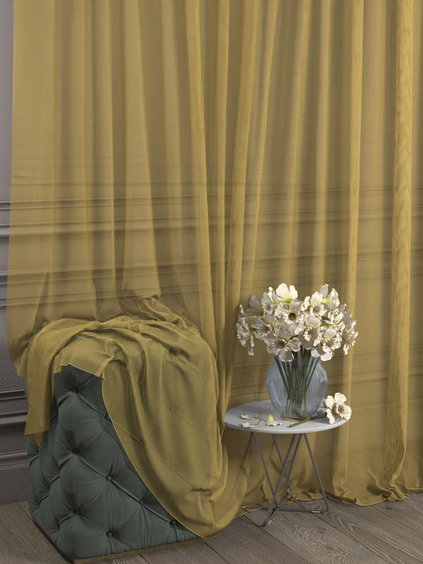 

Тюль 1001 ШТОРА Сетка, 260x300 см, жёлтый, для гостиной, спальни, кухни, SSKO