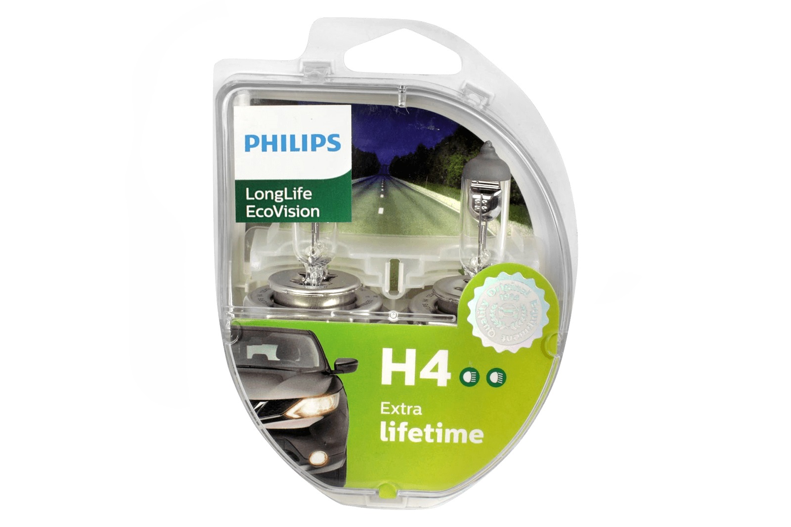 фото Н4 lоnglifе есоvisiоn 12v (60/55w) лампа 2шт philips 12342llecos2