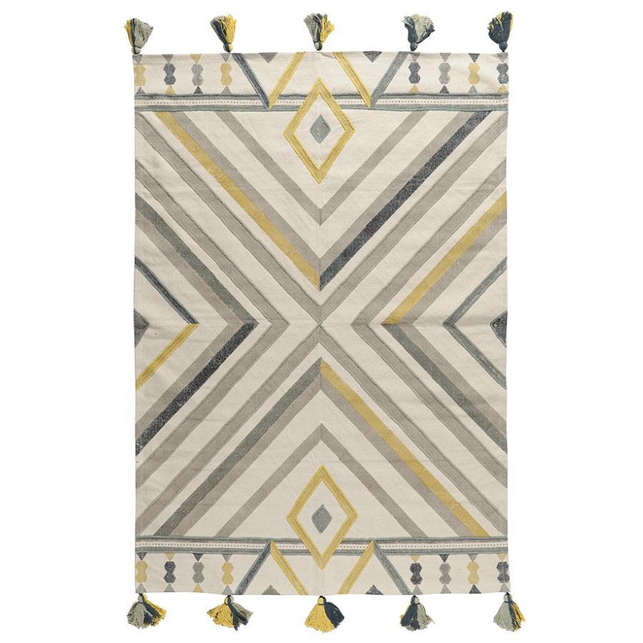 

Ковер из хлопка с контрастным узором и кисточками из коллекции Ethnic, 120х180 см