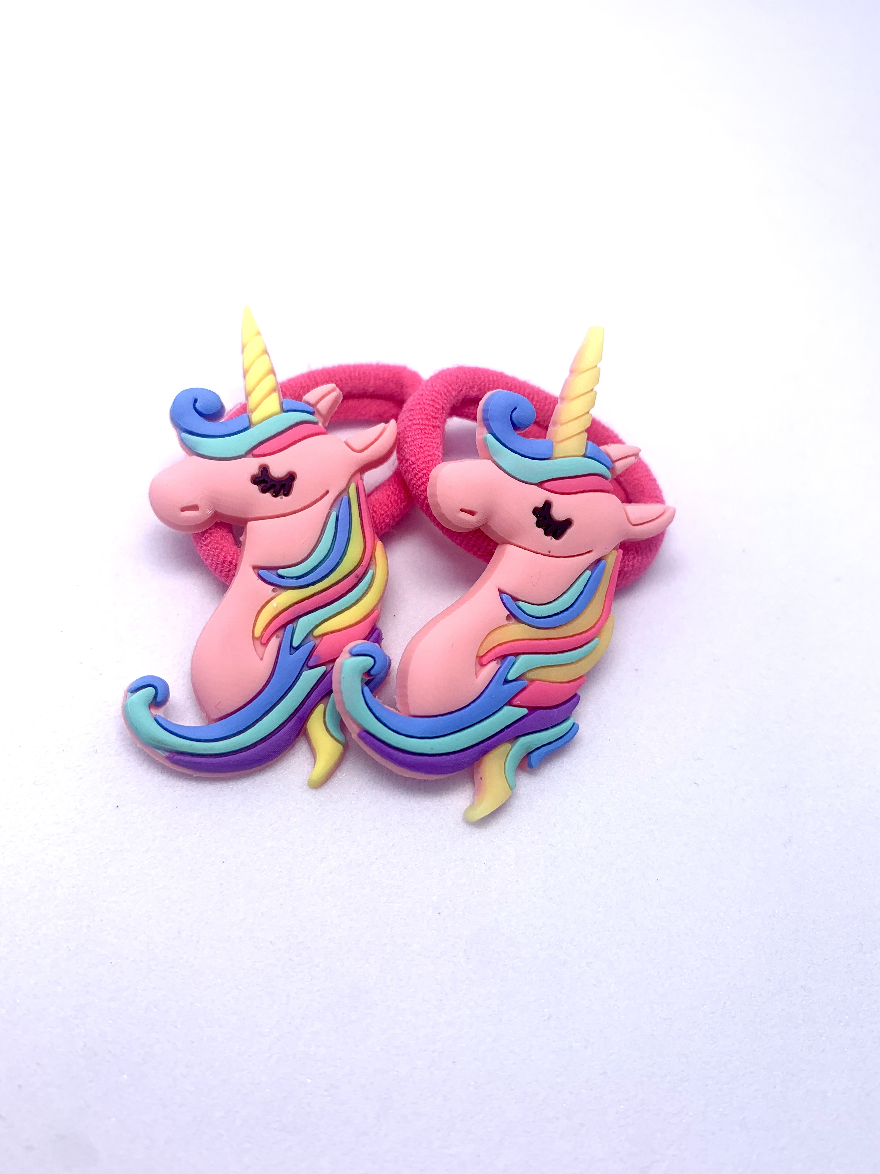 Детские резинки для волос 33-Резинки Разноцветные единороги, ярко-розовый, 2 шт