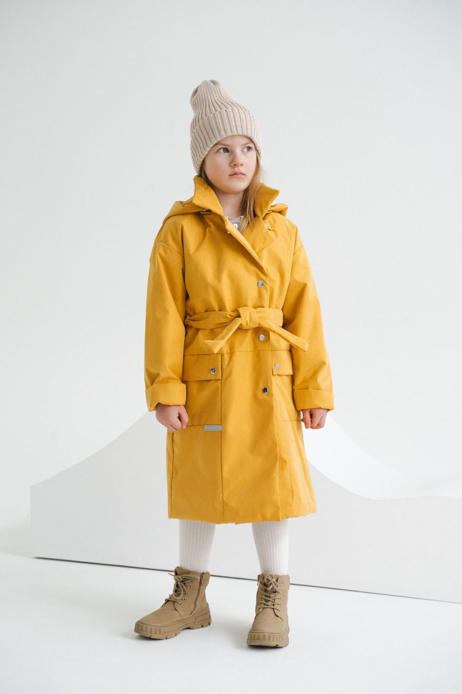 Пальто детское Minidino В-П-001, желтый, 140