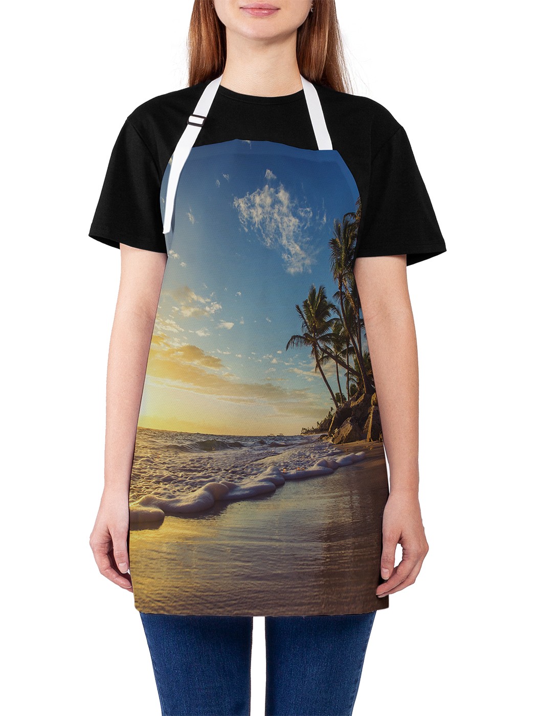 

Фартук женский JoyArty для готовки "Утренний прибой", универсальный размер, Оранжевый