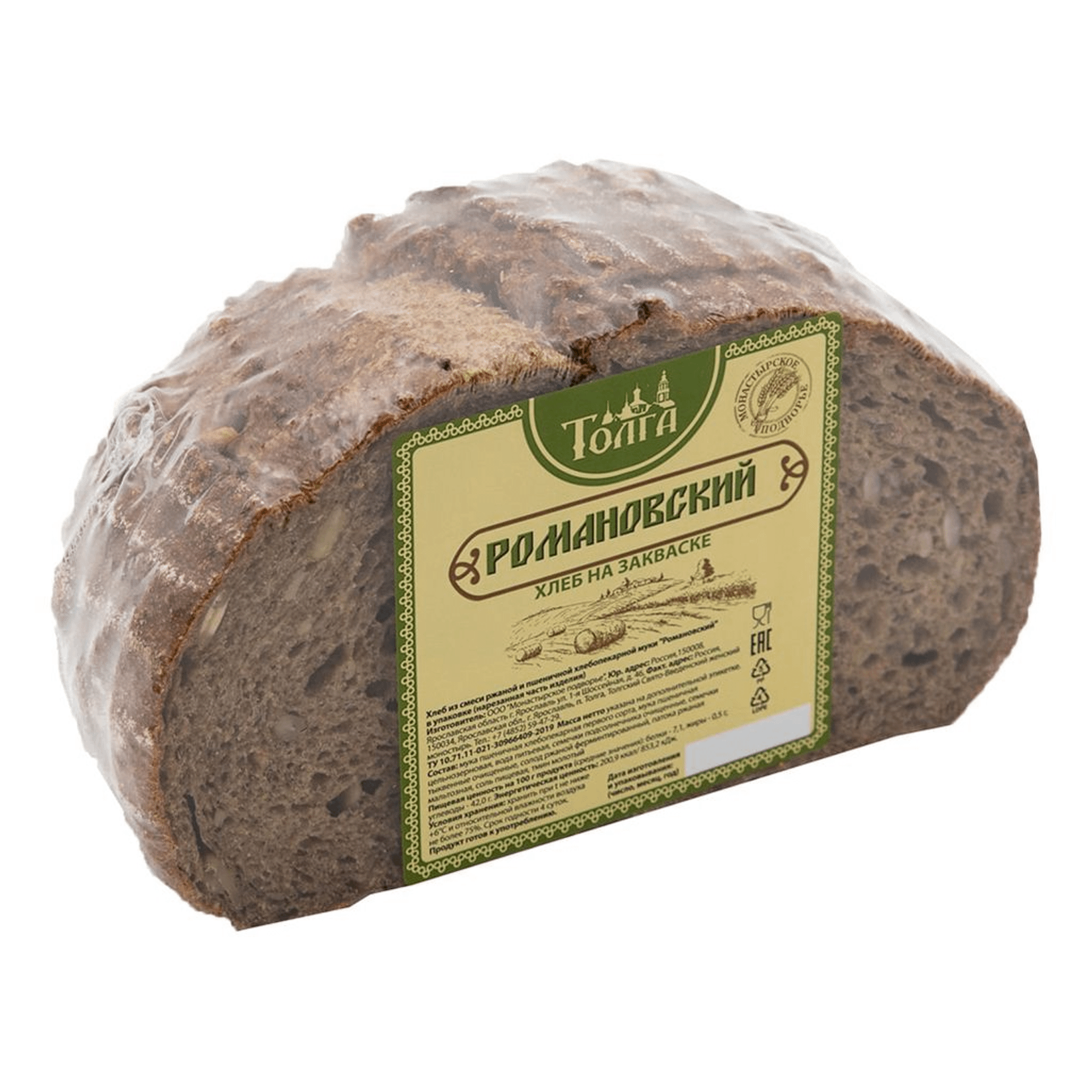 Хлеб Толга Романовский ржано-пшеничный бездрожжевой в нарезке 200 г