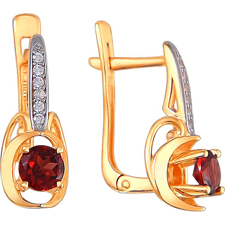 

Серьги женские из золота Эстет 01С3110971-3, гранат/фианит, 01С3110971-3