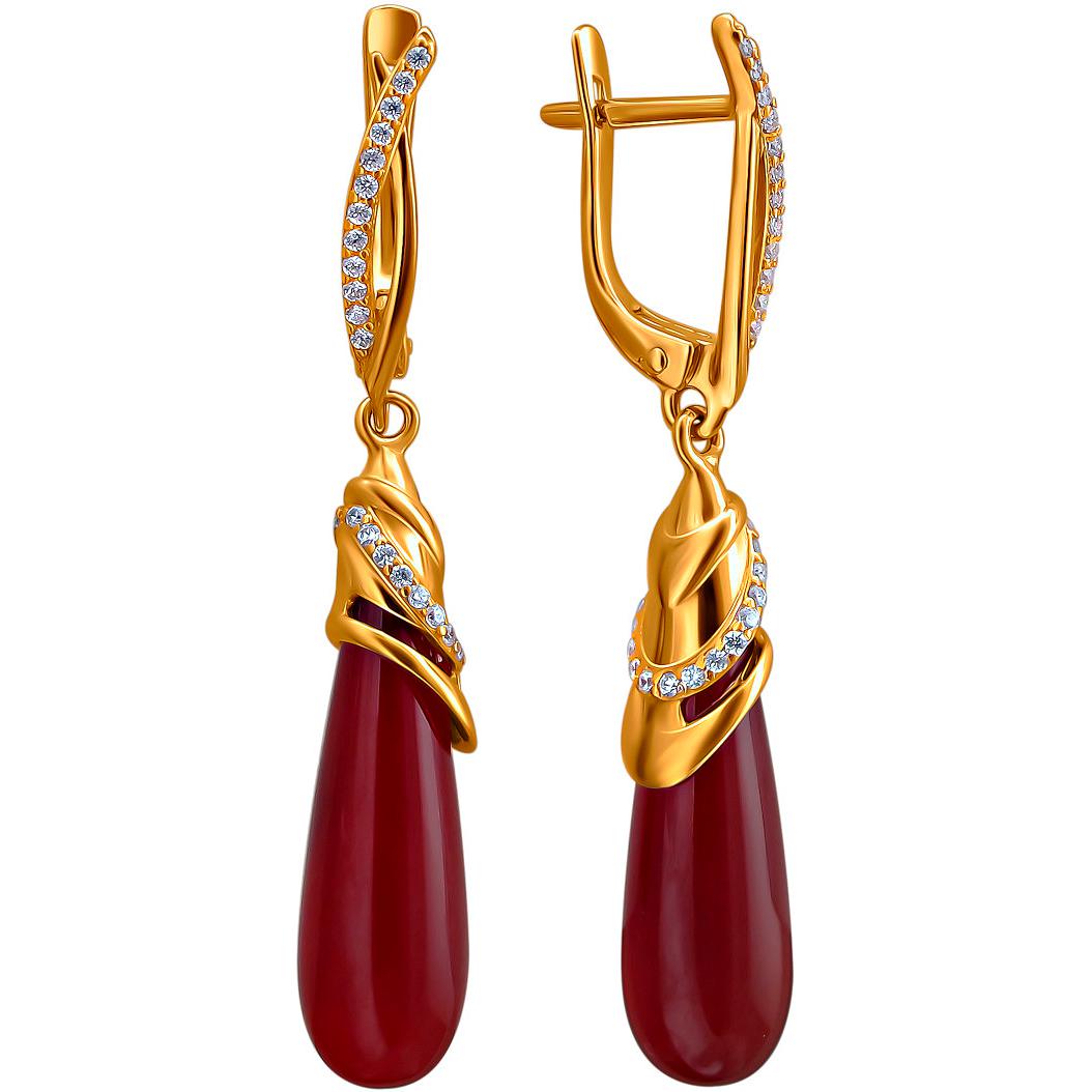 

Серьги женские из серебра Эстет 01С4511180А-1, фианит/агат, 01С4511180А-1
