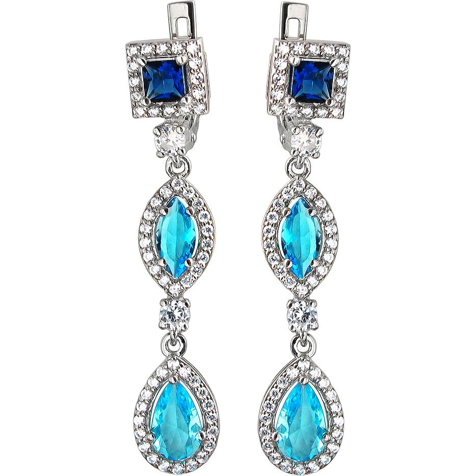 

Серьги женские из серебра Эстет 01С2511668-2, сапфир/фианит, 01С2511668-2