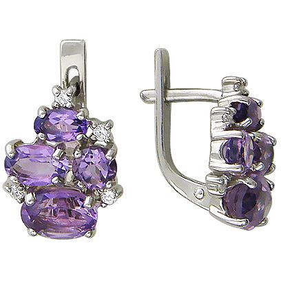 

Серьги женские из серебра Ювелирные традиции Т19С351366Ам, аметист/фианит, Т19С351366Ам