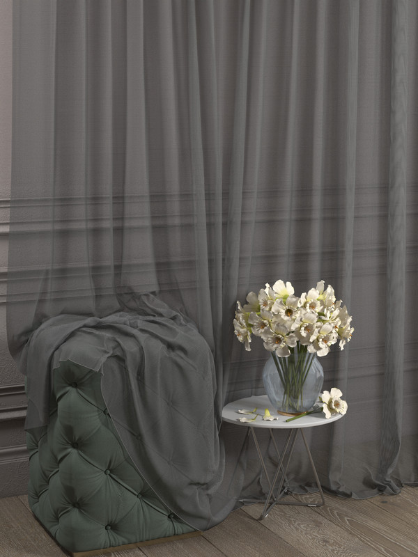 

Тюль 1001 ШТОРА Сетка, 280x600 см, серый, для гостиной, спальни, кухни, SSKO