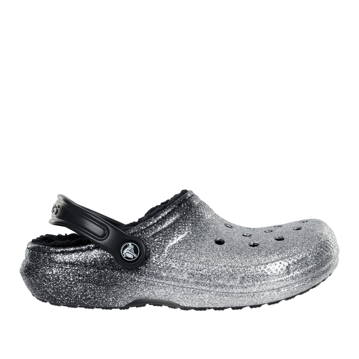 

Шлепанцы унисекс Crocs Classic Glitter Lined Clog W серые 38 EU, Classic Glitter Lined Clog W