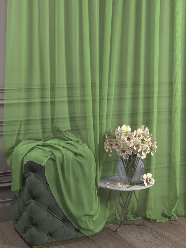 

Тюль 1001 ШТОРА Сетка, 240x600 см, салатовый, для гостиной, спальни, кухни, SSKO