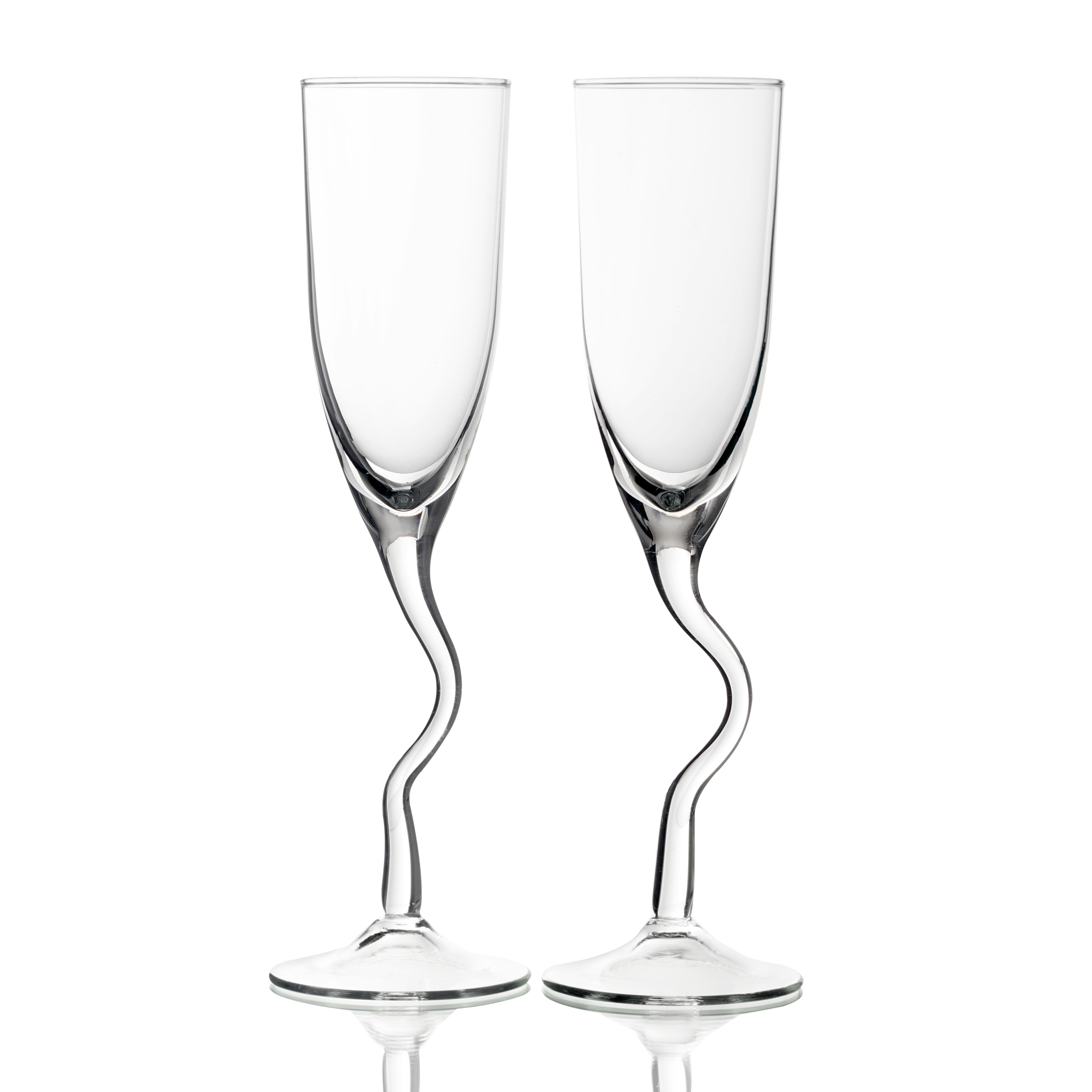 Набор 2 бокала для шампанского 180 мл с изогнутой ножкой