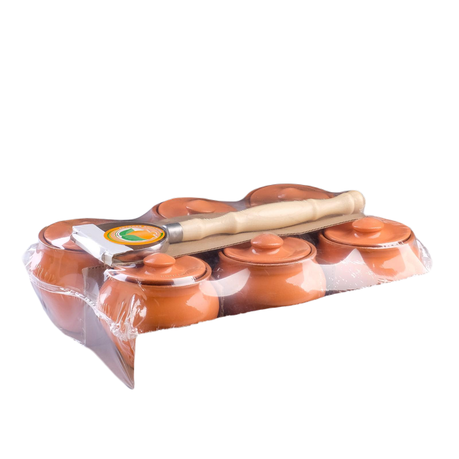 

Набор посуды для запекания Вятская керамика №6 с ухватом МИКС 500 мл 6шт, Разноцветный