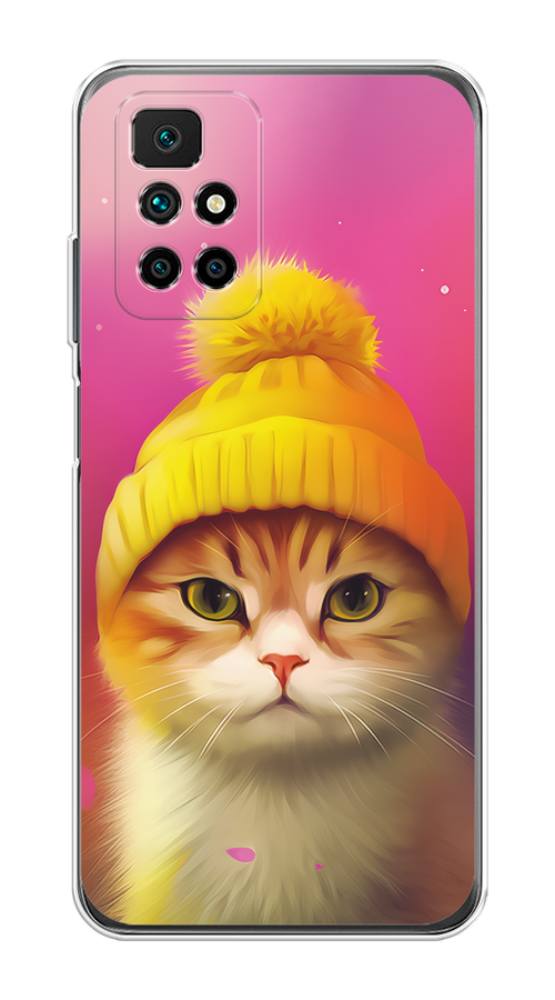 

Чехол на Xiaomi Redmi 10 "Котик в шапочке", Розовый;желтый;бежевый, 311350-1