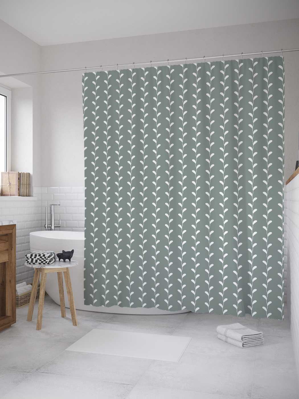 

Штора (занавеска) JoyArty для ванной "Монохромная лиана" из сатена, 180х200 см с крючками, Бежевый