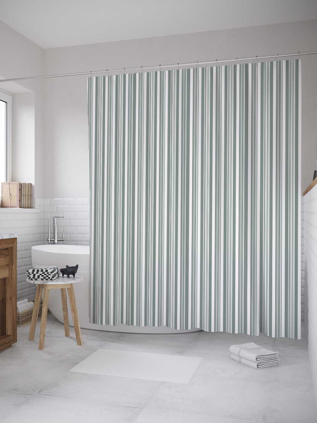 

Штора JoyArty для ванной "Тонкие и толстые полосы" из сатена, 180х200 см с крючками, Бежевый