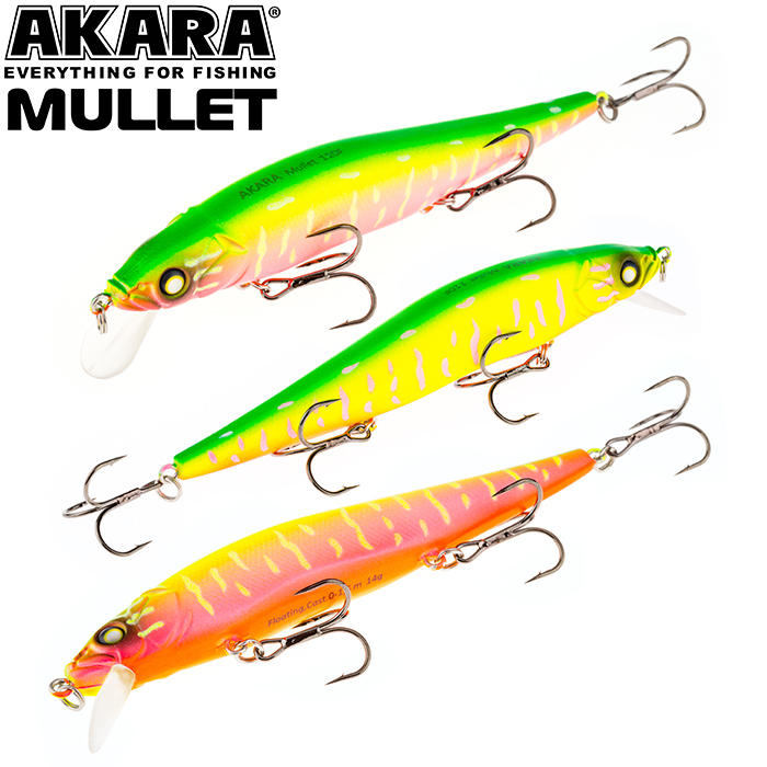 

Воблер Akara Mullet 110F 14 гр 1/2 oz 4,3 in A207/161, Разноцветный, Mullet