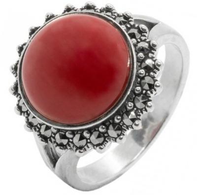 

Кольцо из серебра с кораллом р. 18,5 Марказит HR1257-13188, HR1257-13188