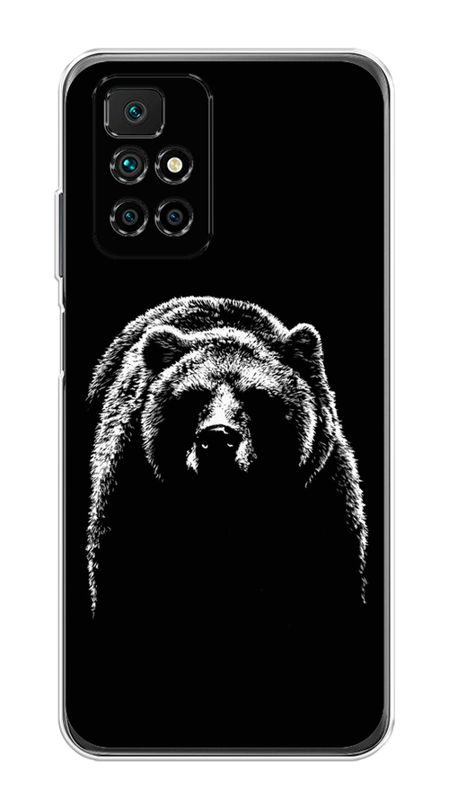 

Чехол на Xiaomi Redmi 10 "Медведь в ночи", Белый;черный, 311350-1