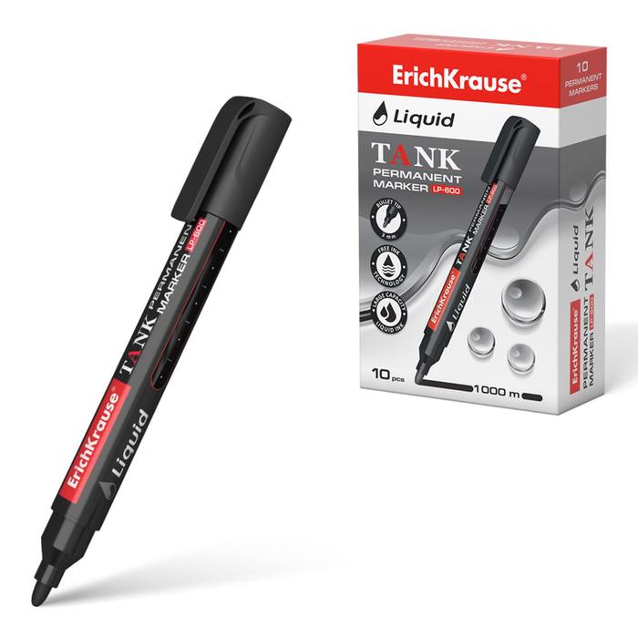 

Маркер перманентный ErichKrause Tank LP-600, жидкий, черный