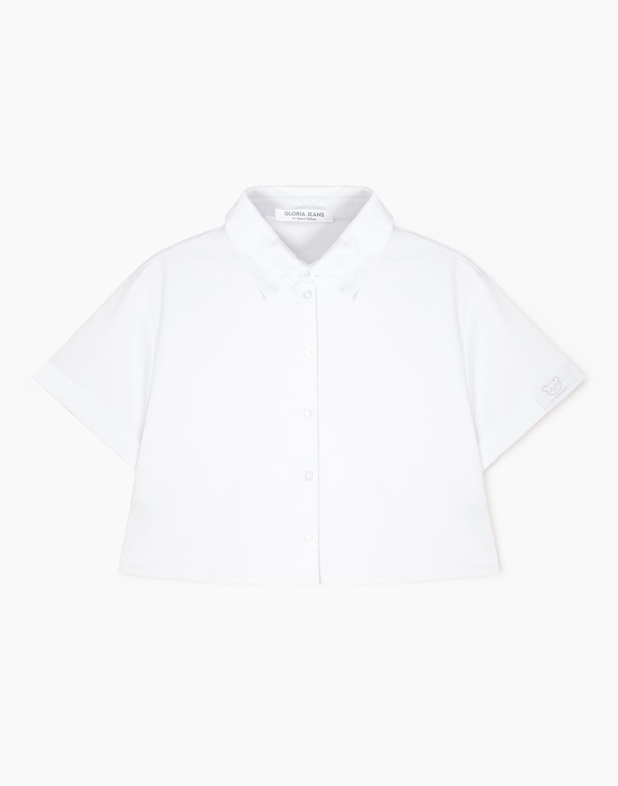 Белая рубашка с коротким рукавом для девочки р.122
