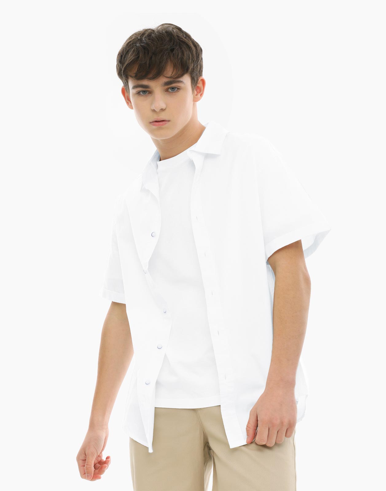 Белая рубашка Relaxed с коротким рукавом для мальчика р.134