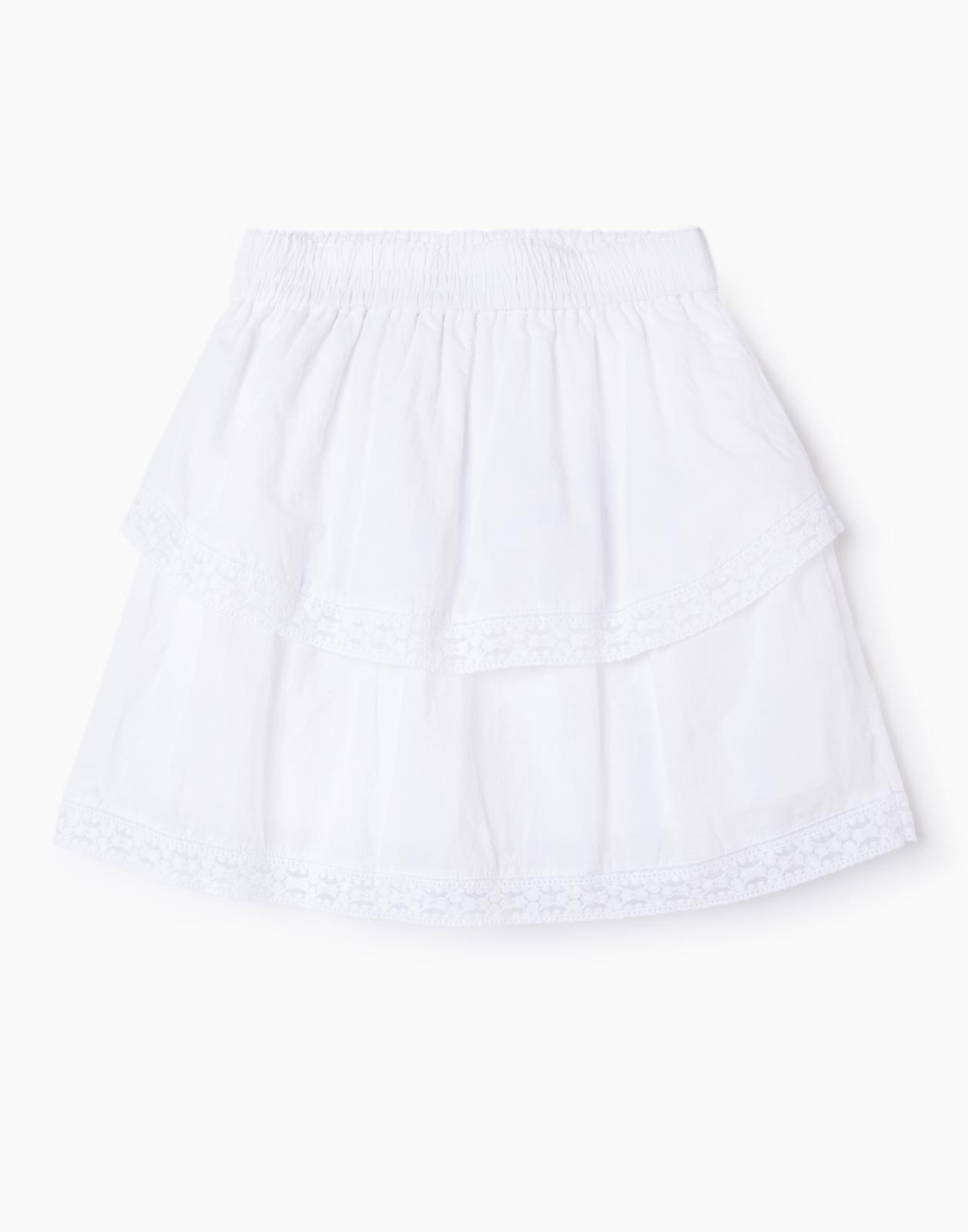 Белая расклешенная ярусная юбка для девочки р.146-152
