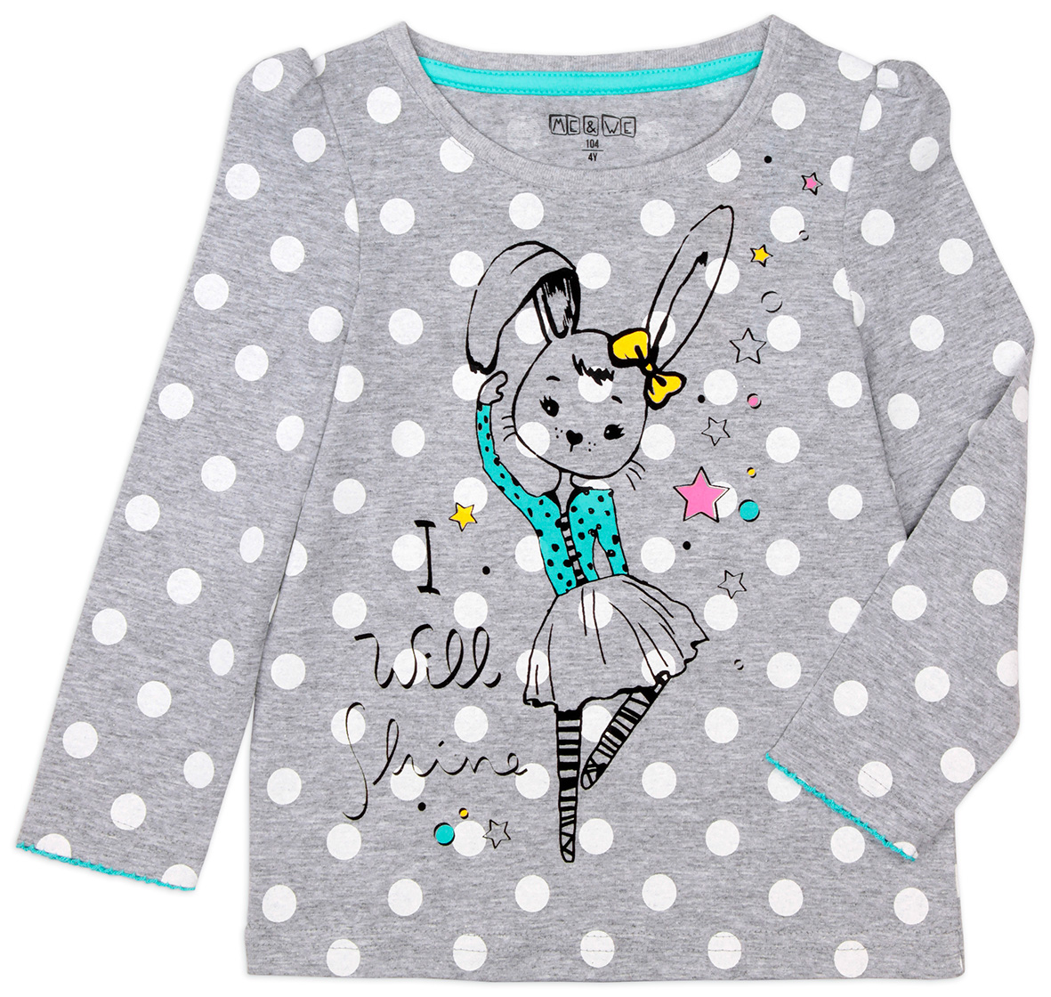 

Лонгслив для девочки Me&We KG219-J101-668 Серый-104, KG219-J101-668