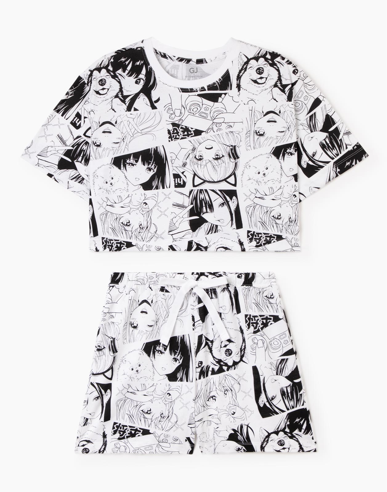 Белая пижама Oversize с аниме принтом для девочки 10-12л/146-152