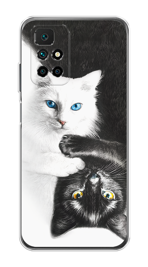 

Чехол на Xiaomi Redmi 10 "Коты Инь-Янь", Черный;белый;голубой, 311350-1