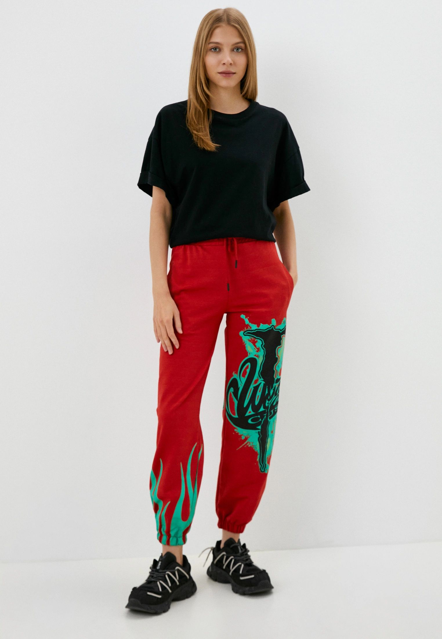 Спортивные брюки женские BLACKSI 5037 красные XL
