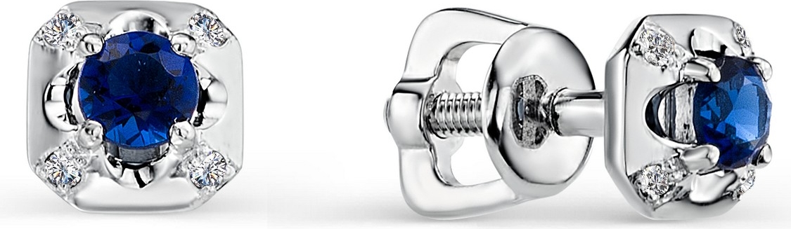 

Серьги-пусеты из золота АЛЬКОР 22598-230, сапфир/бриллиант, 22598-230