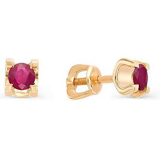 

Серьги женские из золота АЛЬКОР 22559-103, рубин, 22559-103