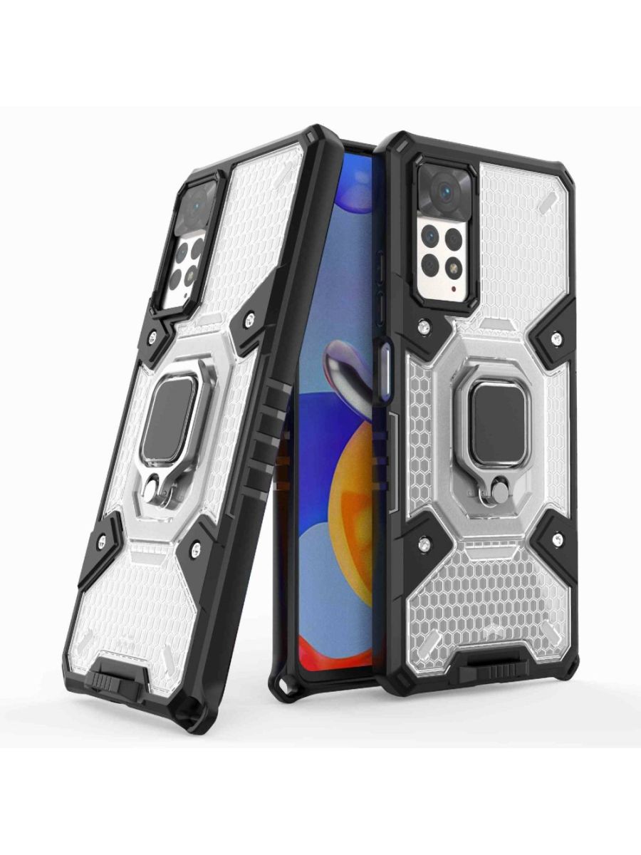 

Brodef Space Противоударный с подставкой чехол для Xiaomi Redmi Note 11 Pro белый, Прозрачный