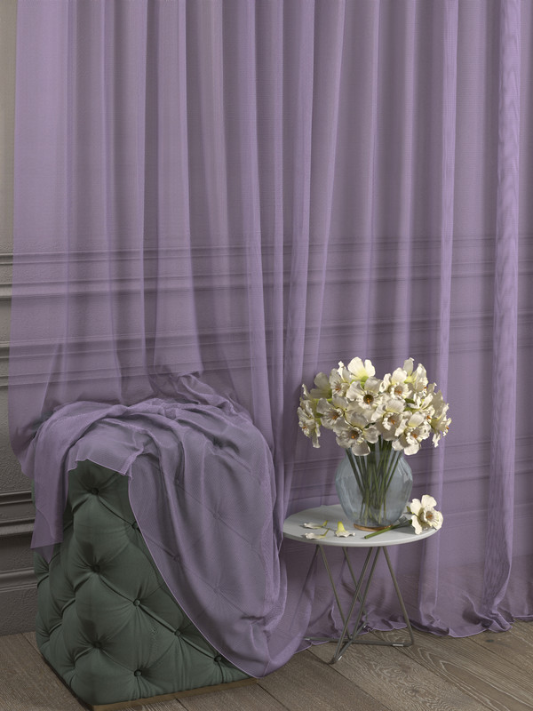 

Тюль 1001 ШТОРА Сетка, 280x1000 см, фиолетовый, для гостиной, спальни, кухни, SSKO