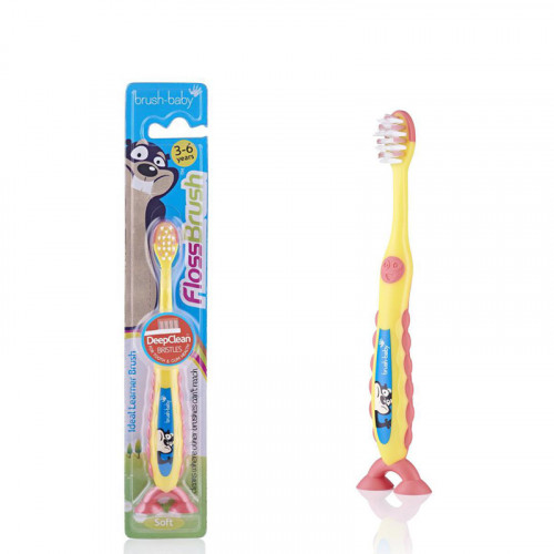 фото Зубная щетка brush-baby flossbrush 3-6 желтый brb211