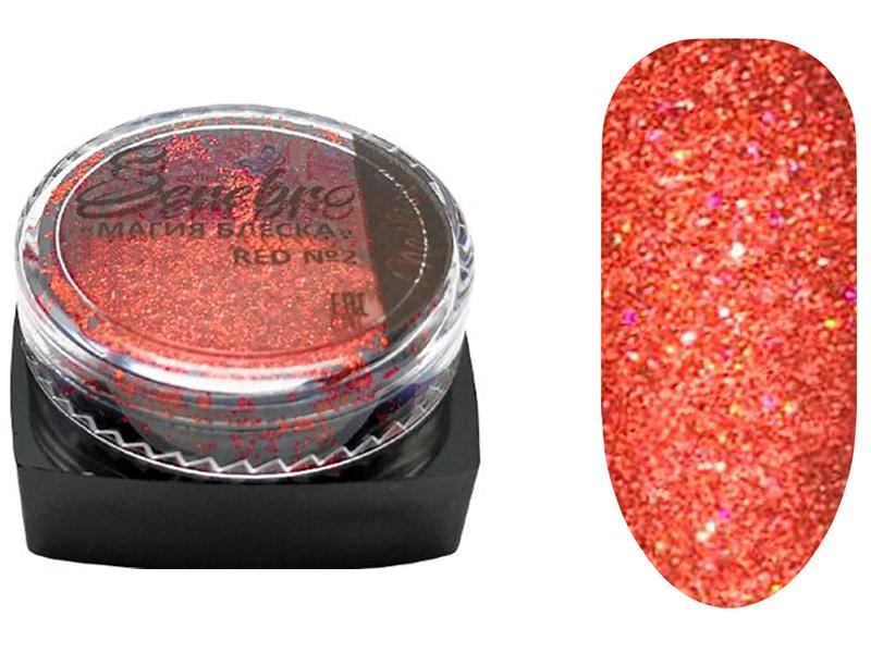 

Блестки для ногтей Serebro "Магия блеска" RED №02 пайетки для маникюра в баночке, 7 г, Красный