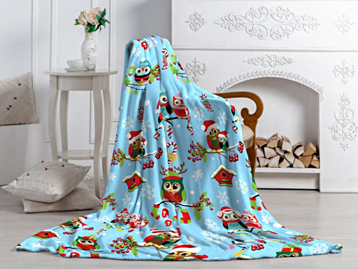 

Плед Wellsoft Kids/Новогодние совушки 1,5сп