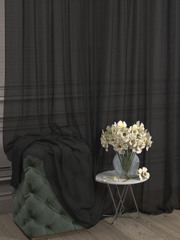 

Тюль 1001 ШТОРА Сетка, 240x300 см, чёрный, для гостиной, спальни, кухни, SSKO