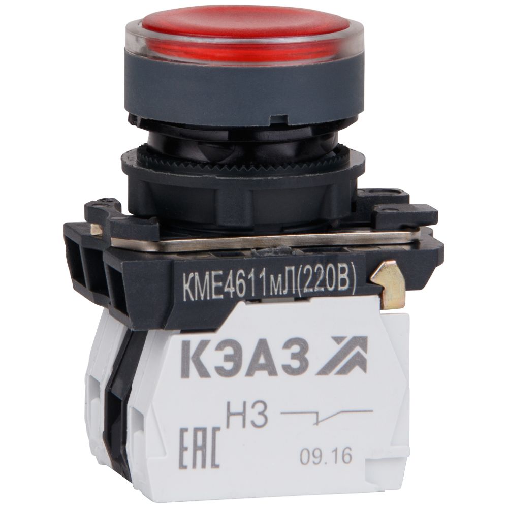 

Кнопка управления КМЕ4611мЛ 220В красная 1но+1нз цилиндр индикатор IP65 248251 КЭАЗ