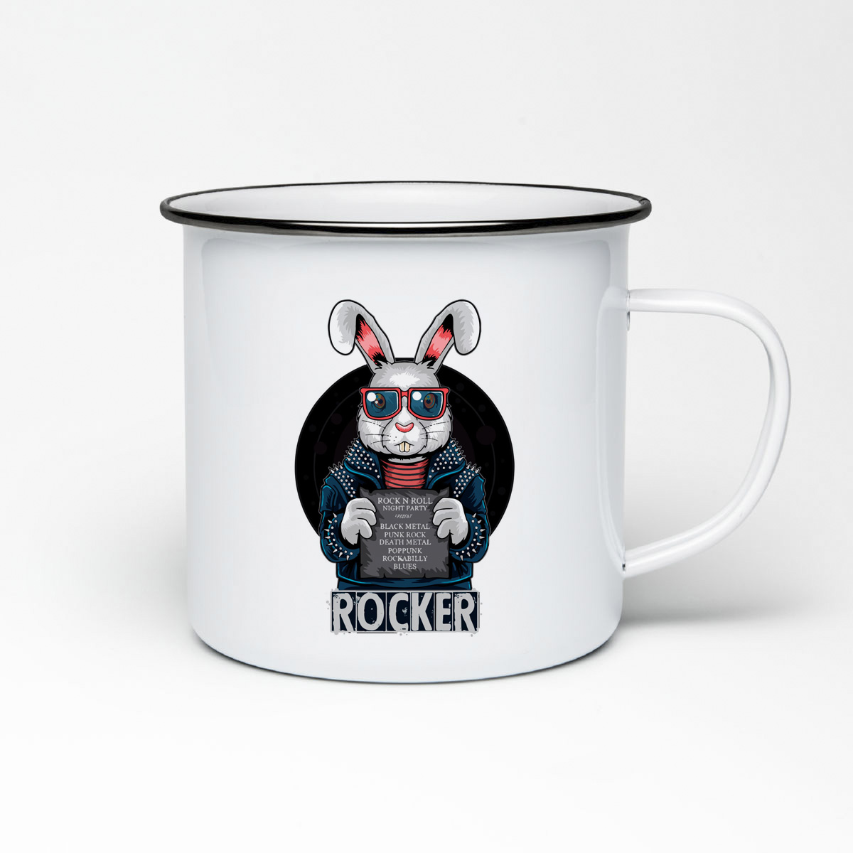 

Кружка металлическая CoolPodarok Прикол.Животные.Рокер заяц