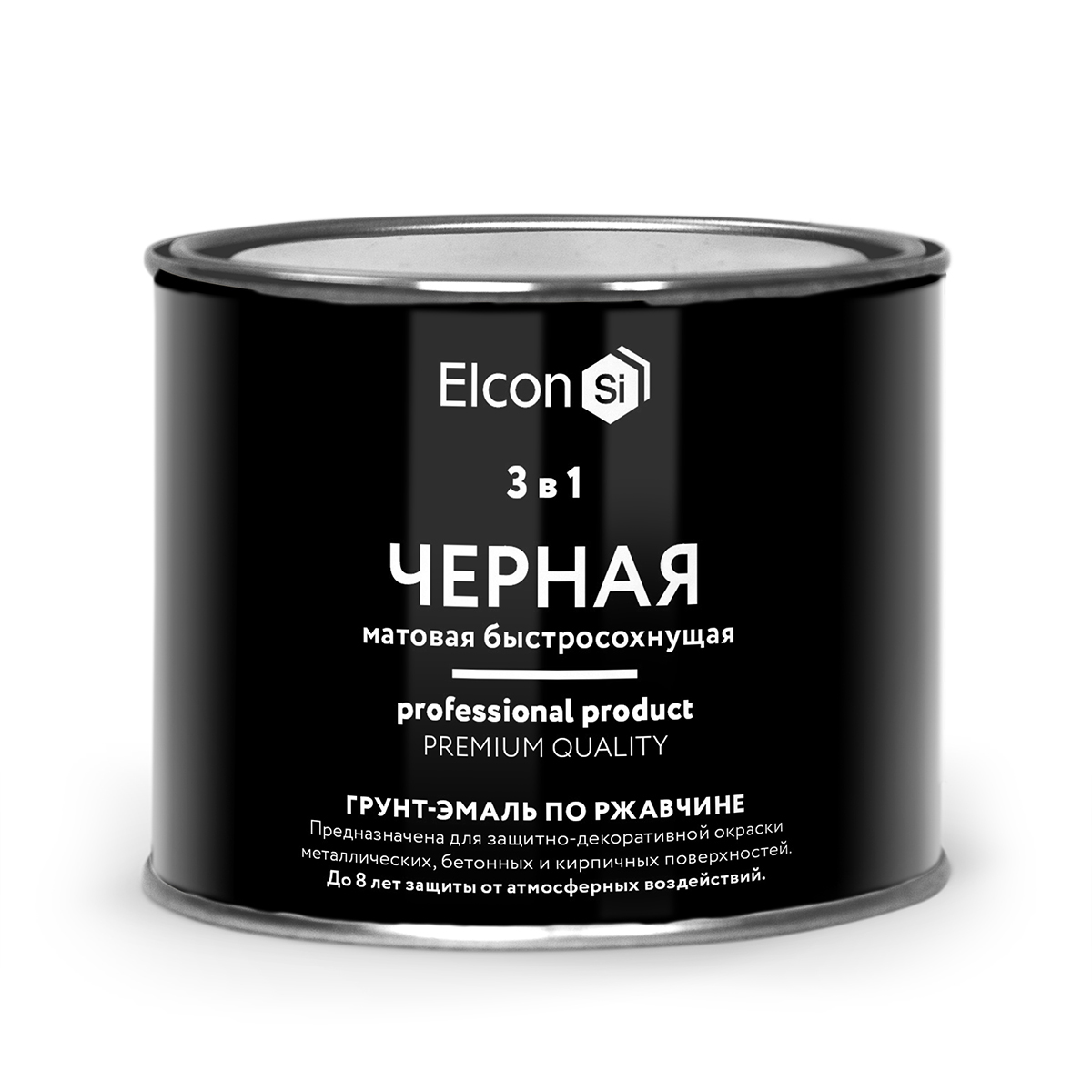 Грунт-эмаль по ржавчине Elcon 3 в 1, матовая, 0,4 кг, RAL 9005, черная