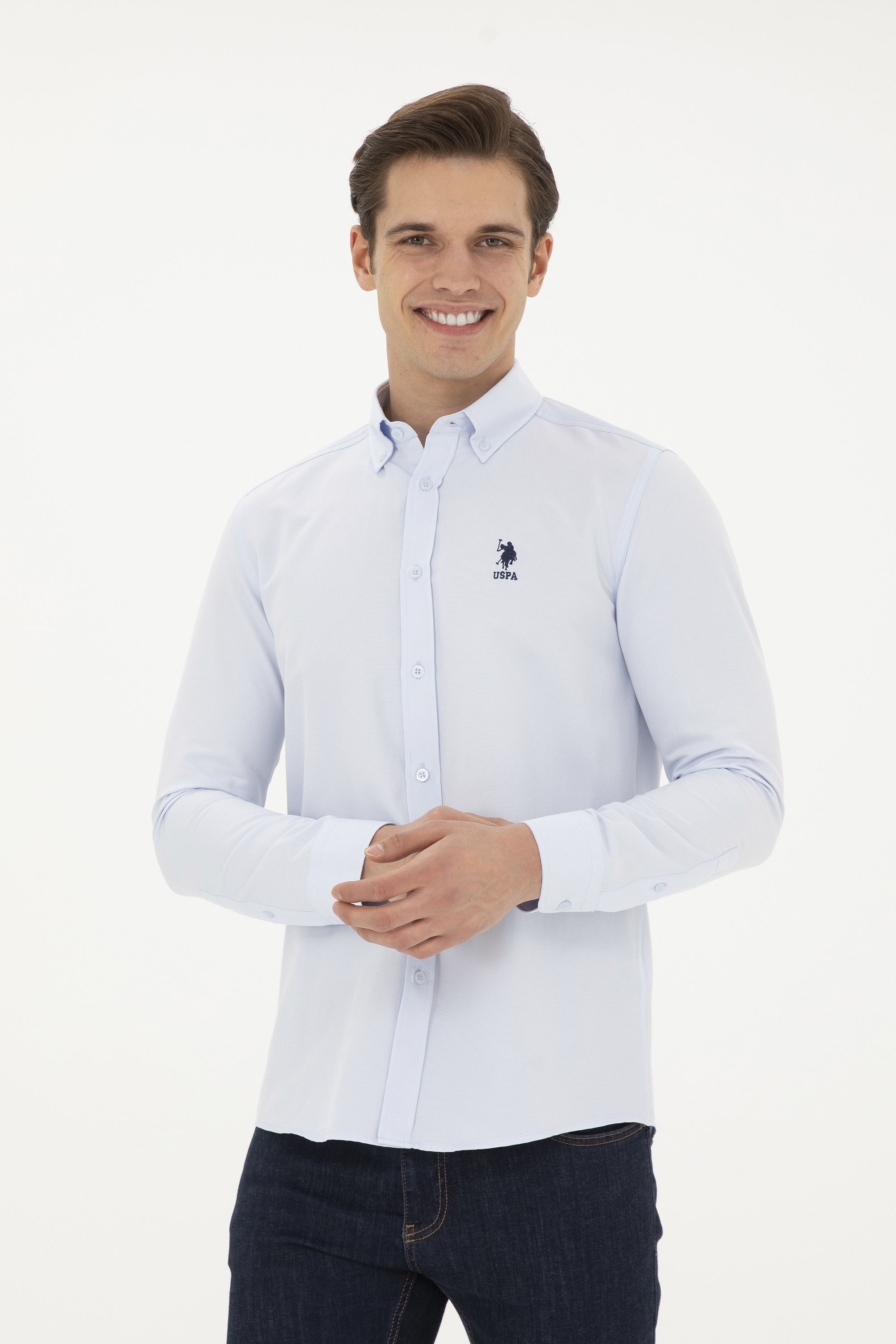 

Рубашка мужская US Polo Assn G081GL0040GOX024Y голубая XL, Голубой, G081GL0040GOX024Y